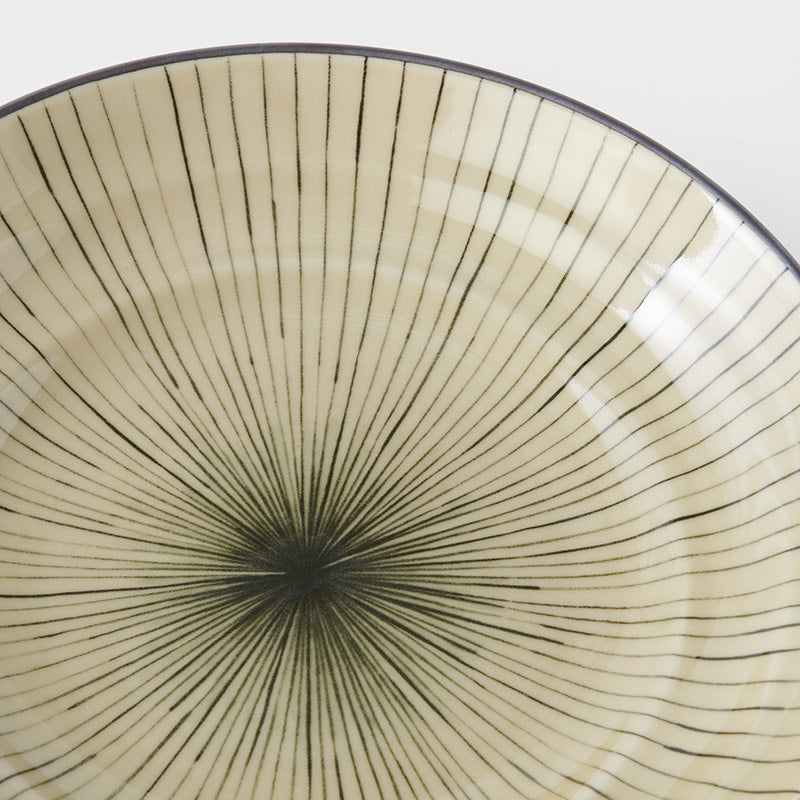 Pasta Bowl Flat 23cm Green Converging Line Glaze