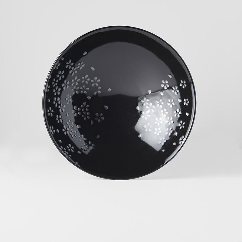 Bowl 25cm Silver Sakura Design - Made In Japan | Japanese Tableware