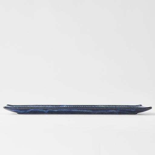 Plate Rectangular 33x10cm Lines Dark Blue Glaze - Made In Japan | Japanese Tableware