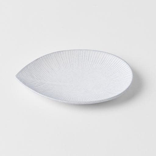 Plate Oval 13.5cm Snow Leaf Glaze