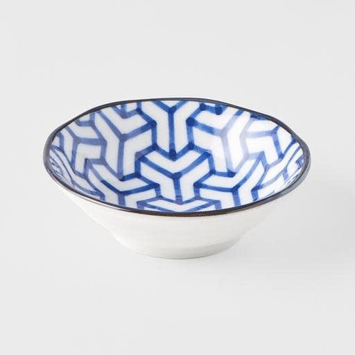 Sauce Dish 11cm Indigo Ikat Herringbone Design - Made In Japan | Japanese Tableware