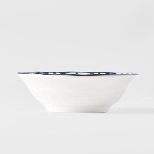 Sauce Dish 11cm Indigo Ikat Herringbone Design - Made In Japan | Japanese Tableware