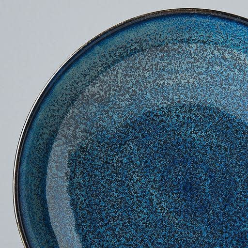 Pasta Bowl Organic Shape 21cm Indigo Blue Glaze - Made In Japan | Japanese Tableware