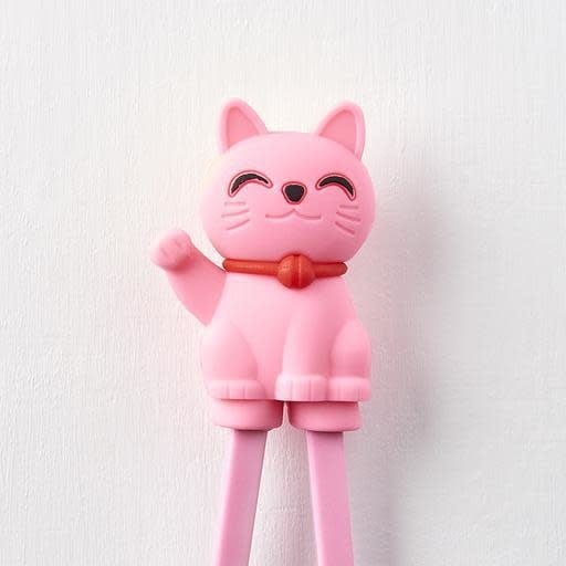 Maneki Trainer Chopsticks Lucky Cat in Pink