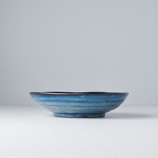 Pasta Bowl Organic Shape 21cm Indigo Blue Glaze - Made In Japan | Japanese Tableware