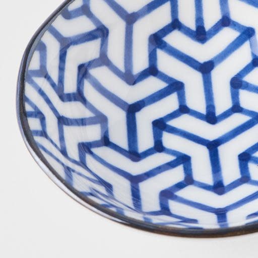 Sauce Dish 11cm Indigo Ikat Herringbone Design - Made In Japan | Japanese Tableware
