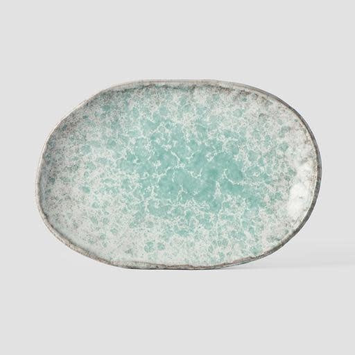 Plate Oval 17x11cm Aqua Splash Glaze - Made In Japan | Japanese Tableware