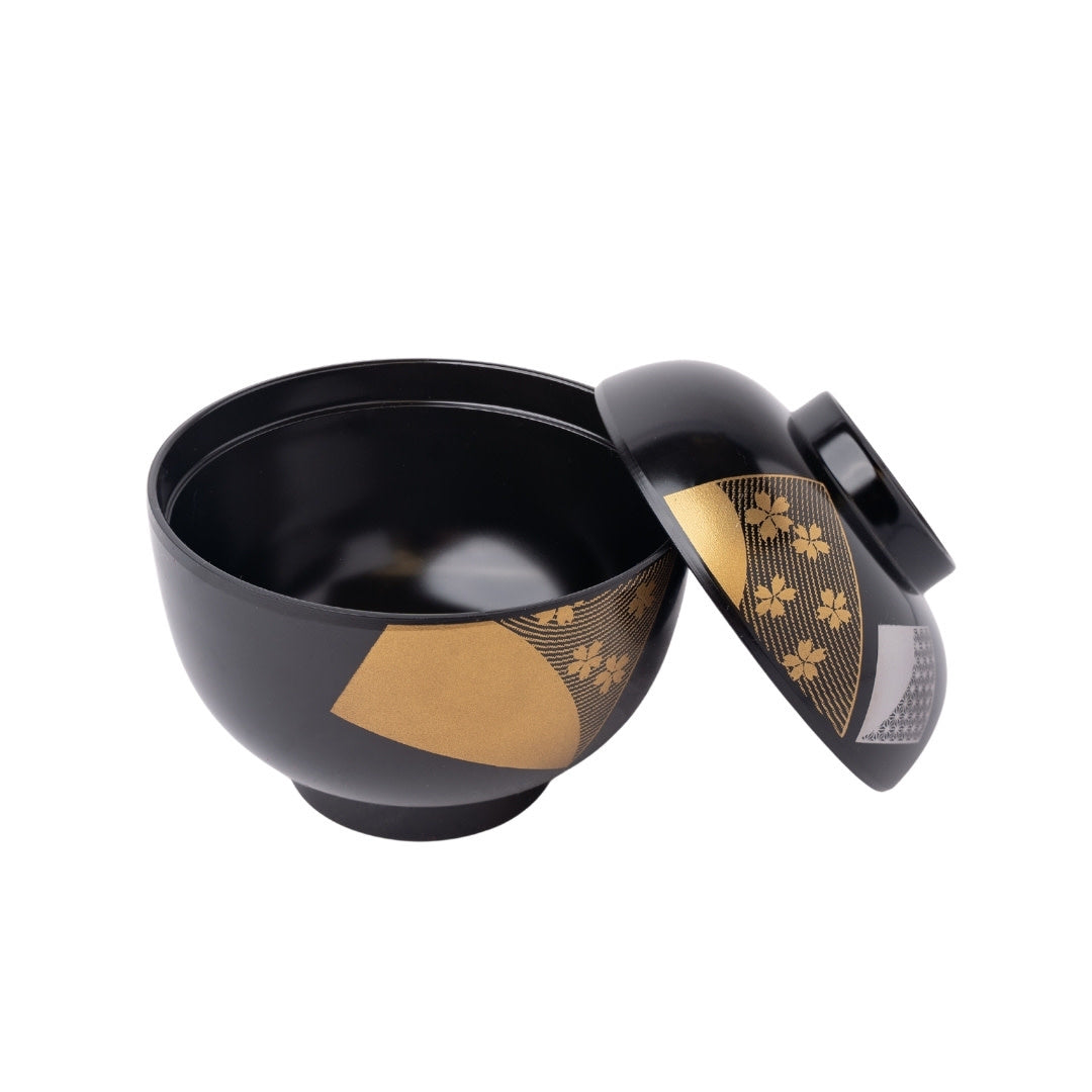 Miso Bowl 10cm Black & Metallic Fan