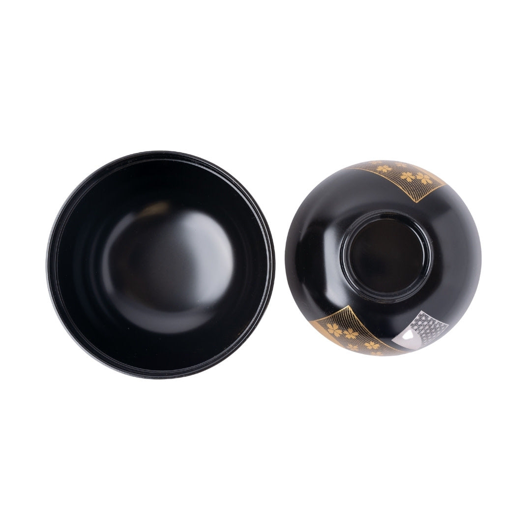 Miso Bowl 10cm Black & Metallic Fan