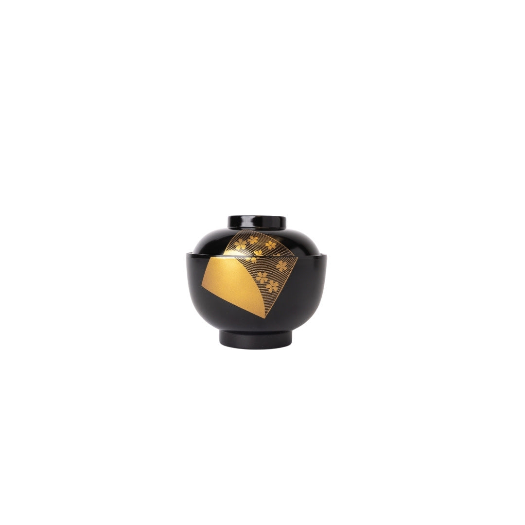 Miso Bowl 10cm Black & Metallic Fan