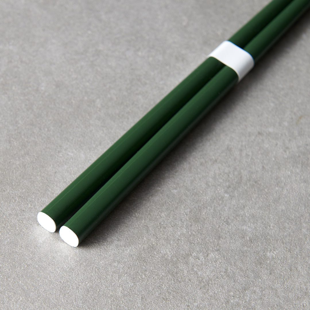 Chopsticks, Lacquered, Green & White Design