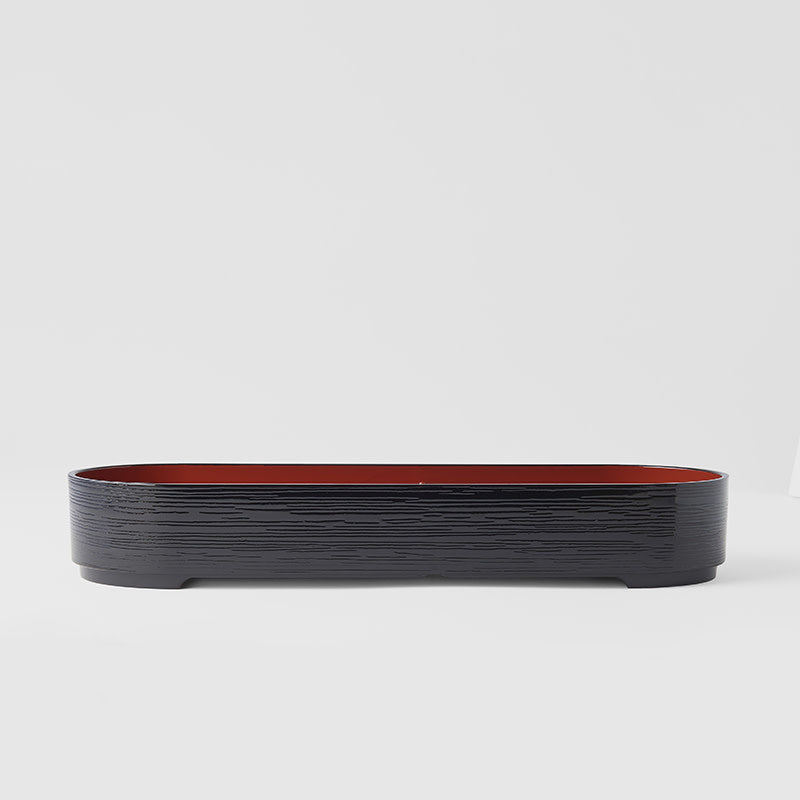 Bento Section Oval 2 Section Plus Sauce Red In Blk Out 36x12.5x6 L1002