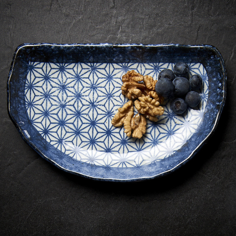 Plate Tempura 21cm Indigo Blue Starburst Design