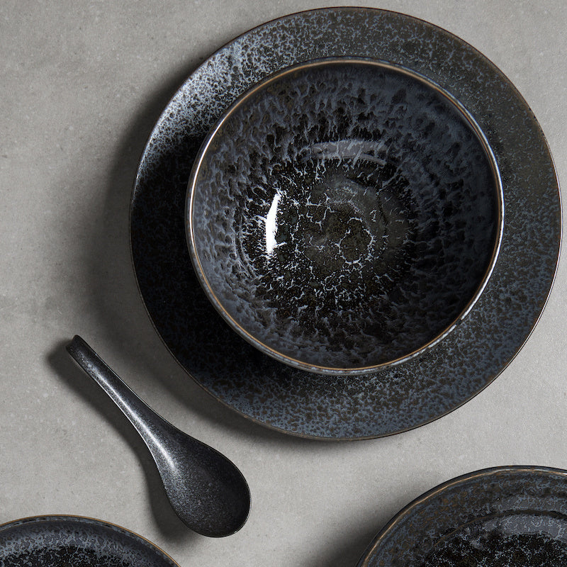 Ramen Bowl 24cm Black Pearl Glaze - Made In Japan | Japanese Tableware