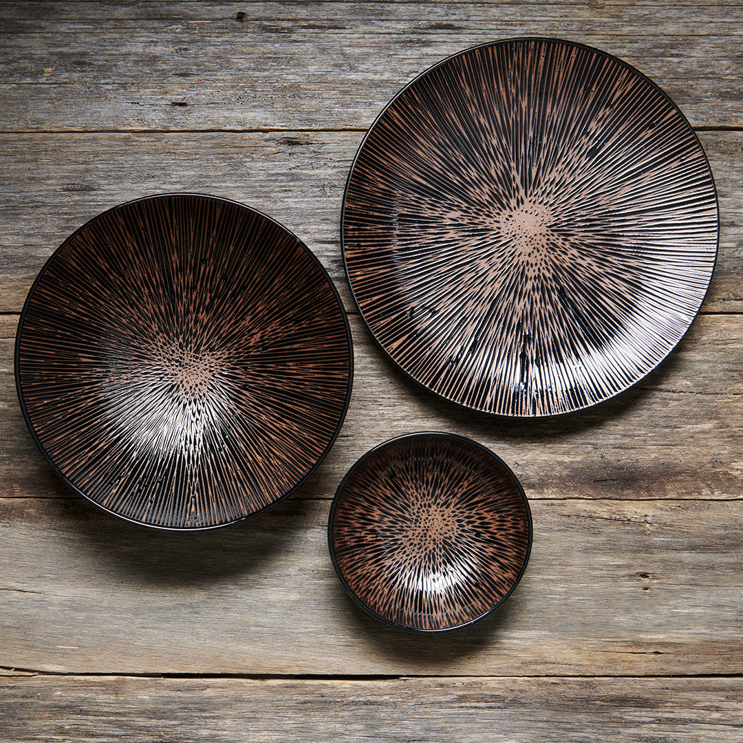 Dinner Plate 28.5cm Bronze Converging Line Glaze