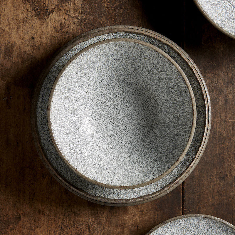 Plate High Rim 22cm Crazed Grey