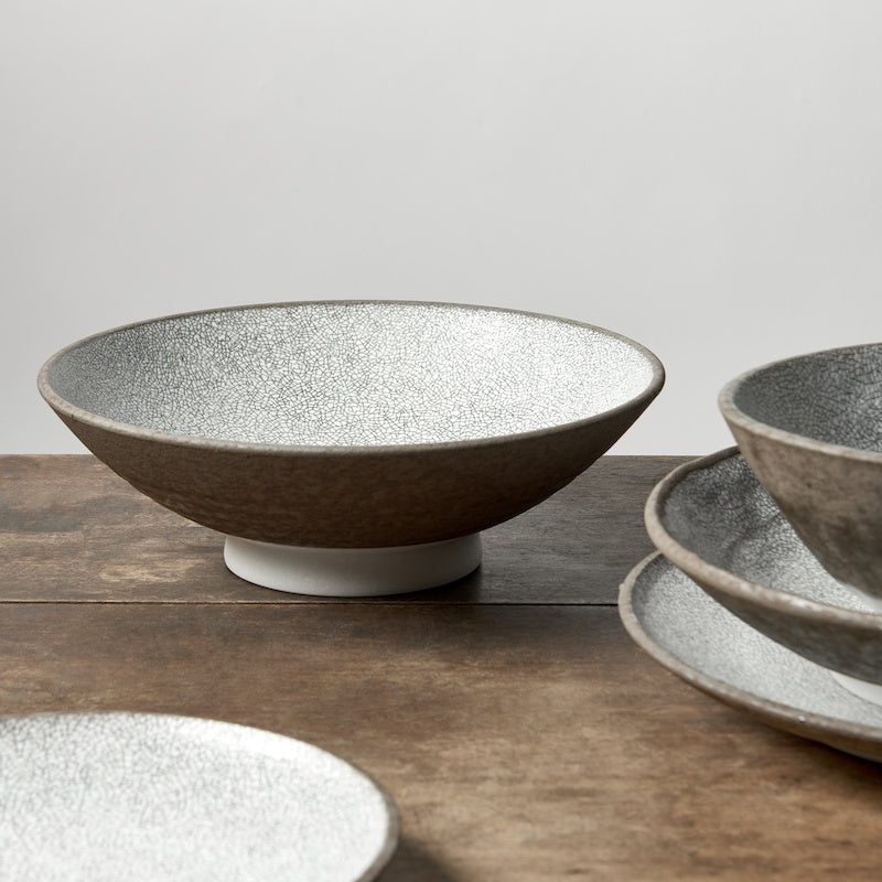 Plate High Rim 22cm Crazed Grey