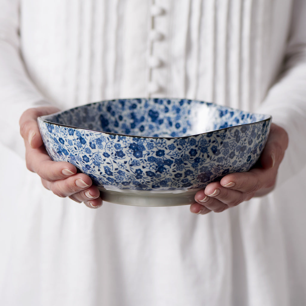 Bowl Organic Shape 20cm Blue Daisy Design