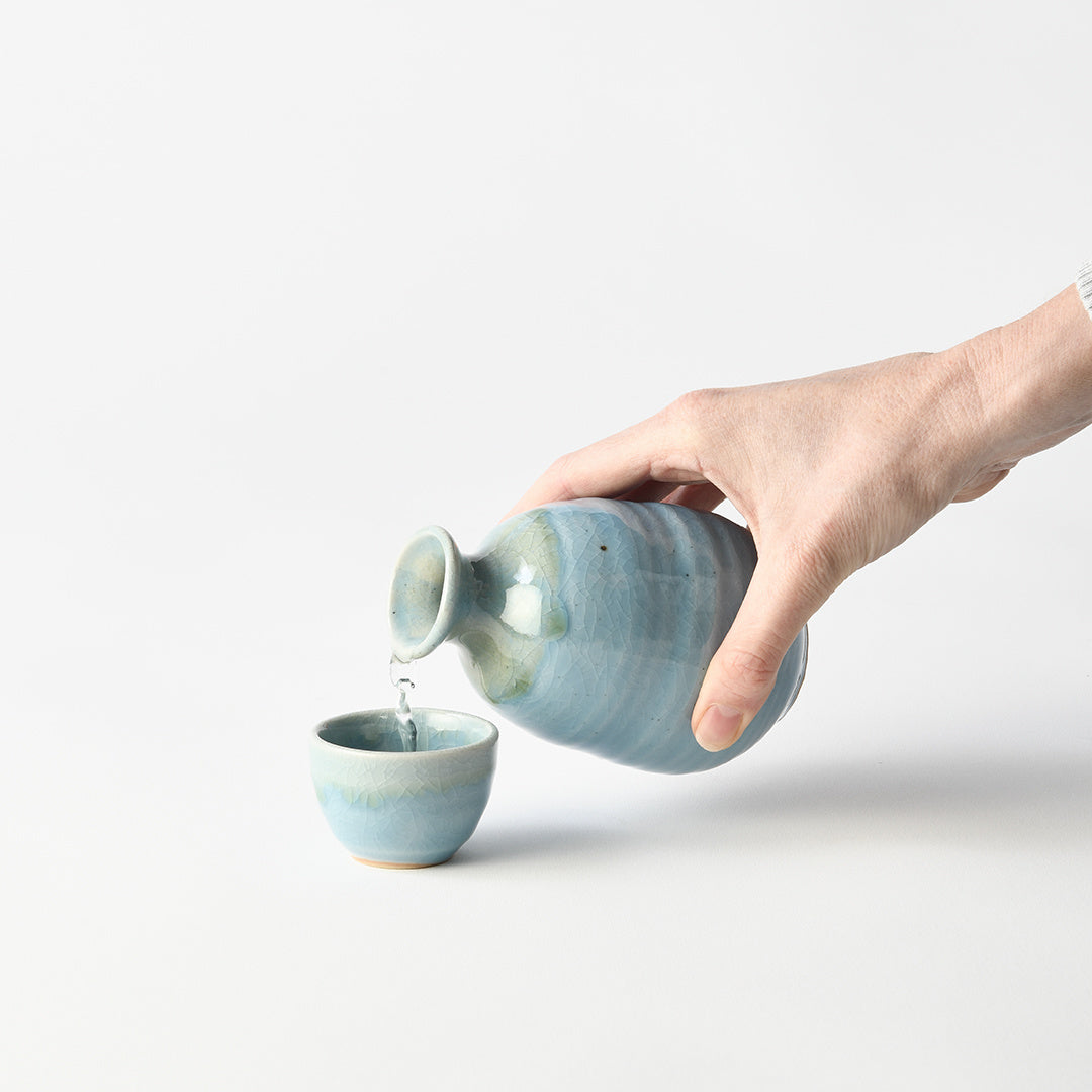 Sake Cup 40ml Crazed Blue