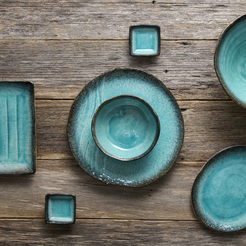 Bowl Irregular 14.5cm Sky Blue Glaze - Made In Japan | Japanese Tableware