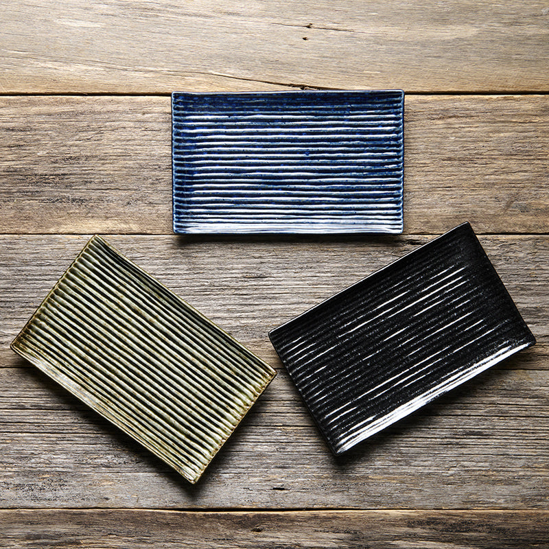 Sushi Plate 24cm Blue Contour Glaze