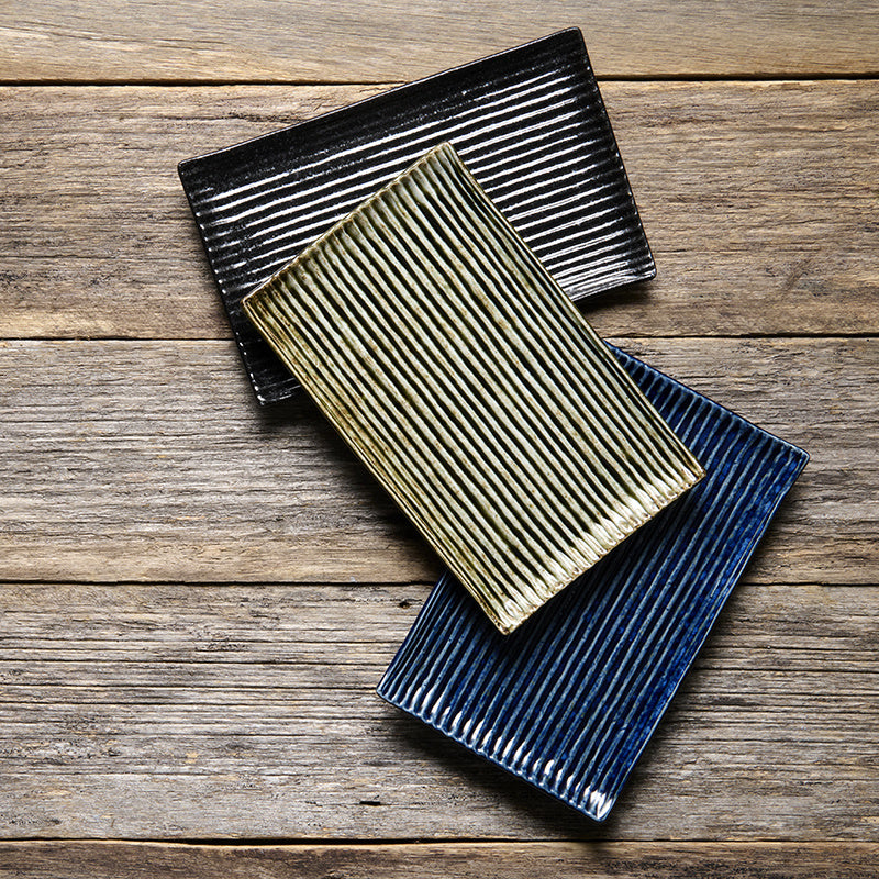 Sushi Plate 24cm Blue Contour Glaze