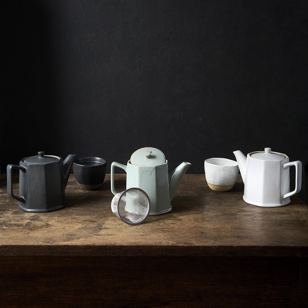 Teapot 560ml Octagonal White Glaze