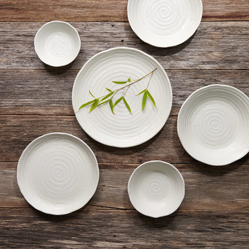 Dinner Plate 24.5cm White Spiral Glaze