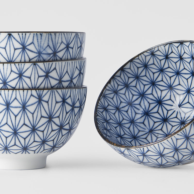 Bowl Set 4pcs Starburst Blue Design - Made In Japan | Japanese Tableware