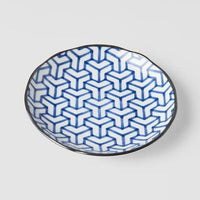 Tapas Plate 16.5cm Indigo Ikat Herringbone Design