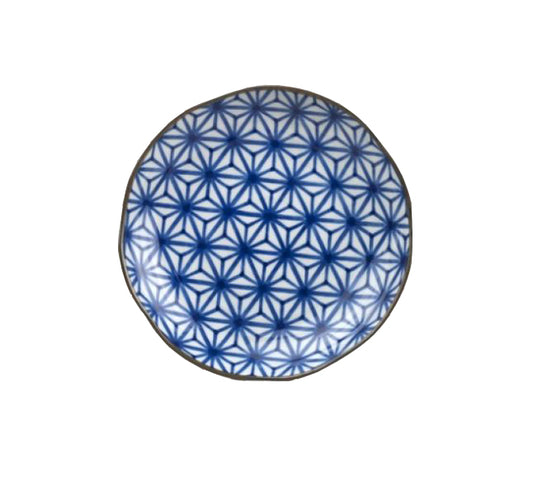 Side Plate, 23 cm, Indigo Ikat Starburst Design