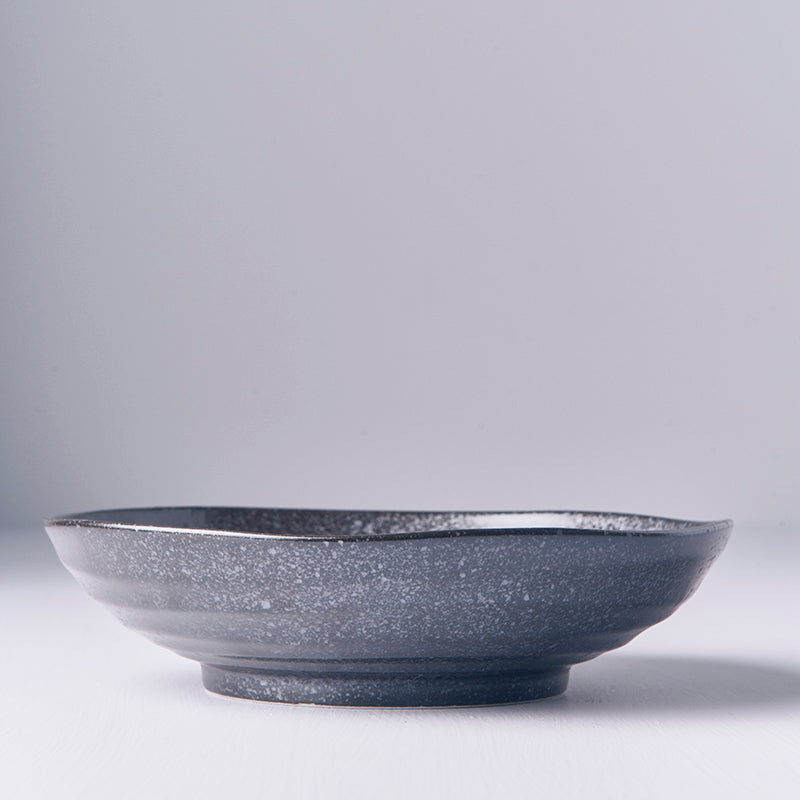 Pasta Bowl Organic Shape 21 cm Matte Black Glaze - Made In Japan | Japanese Tableware