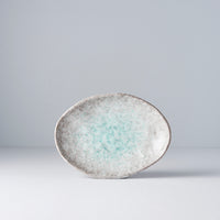 Plate Oval 20cm Aqua Splash Glaze