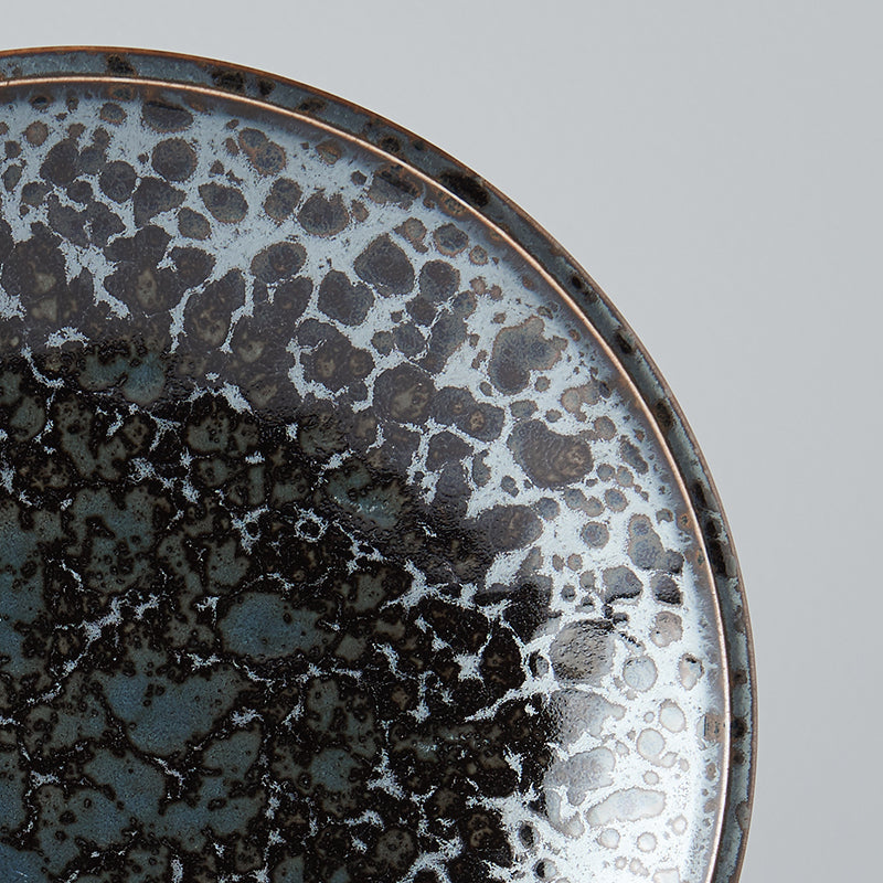 Side Plate, 19.5 cm, Minoyaki Porcelain, Black Pearl Glossy Glaze