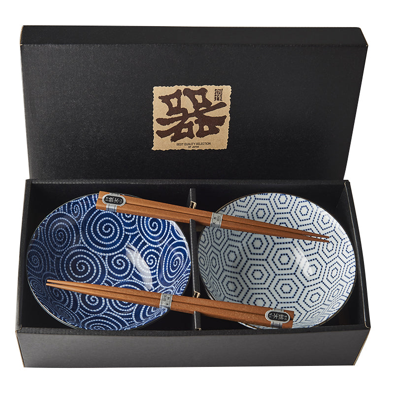 Bowl Set with Chopsticks, 2pcs, 400 ml, Honeycomb Design