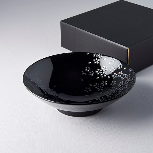 Bowl 25cm Silver Sakura Design - Made In Japan | Japanese Tableware