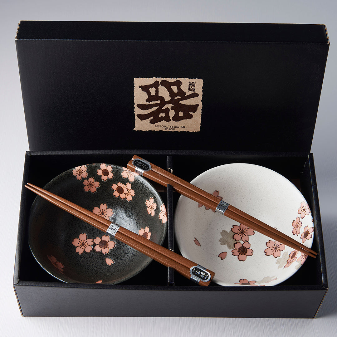 Bowl Set Cherry Blossom 2 x 400 ml with Chopsticks