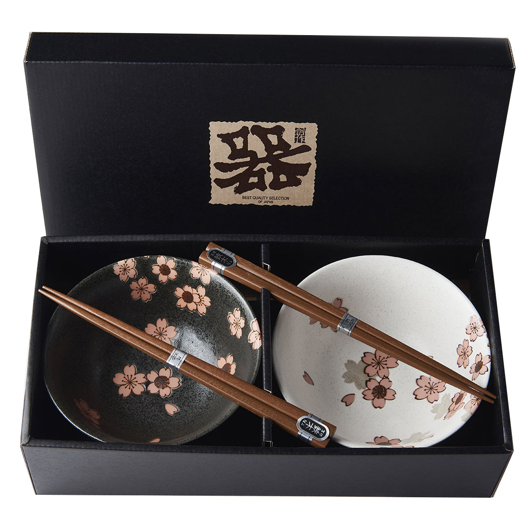 Bowl Set Cherry Blossom 2 x 400 ml with Chopsticks