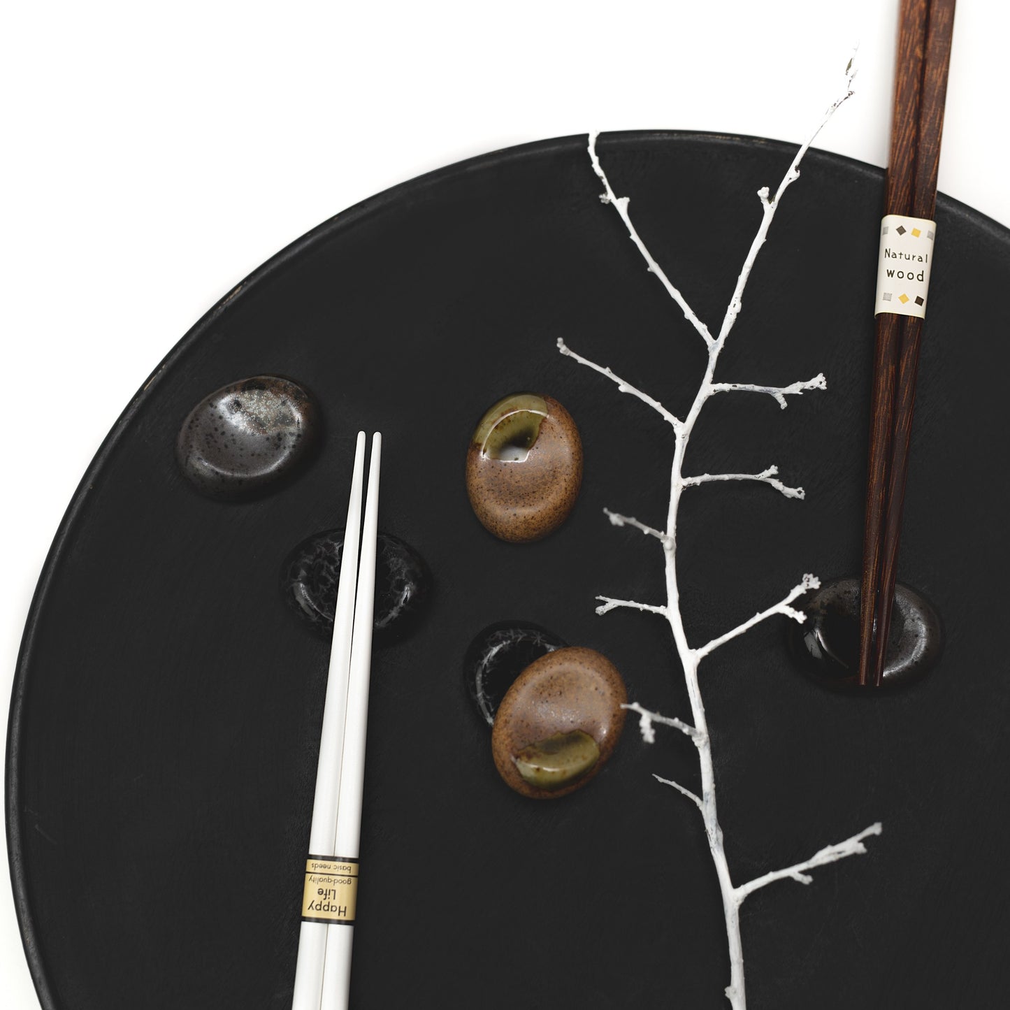 Chopsticks Rest Pebble Matt Black