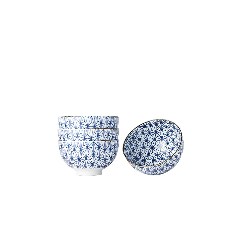 Bowl Set, 4pcs, 200 ml, Starburst Blue Design