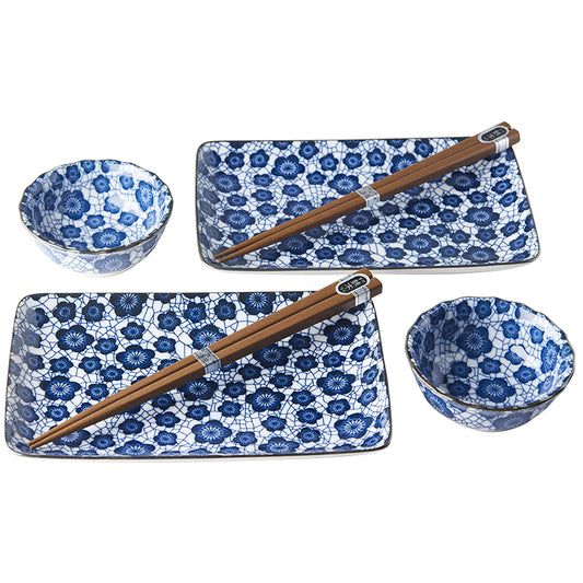 Sushi Set Black Blue Plum 4 pcs with Chopsticks