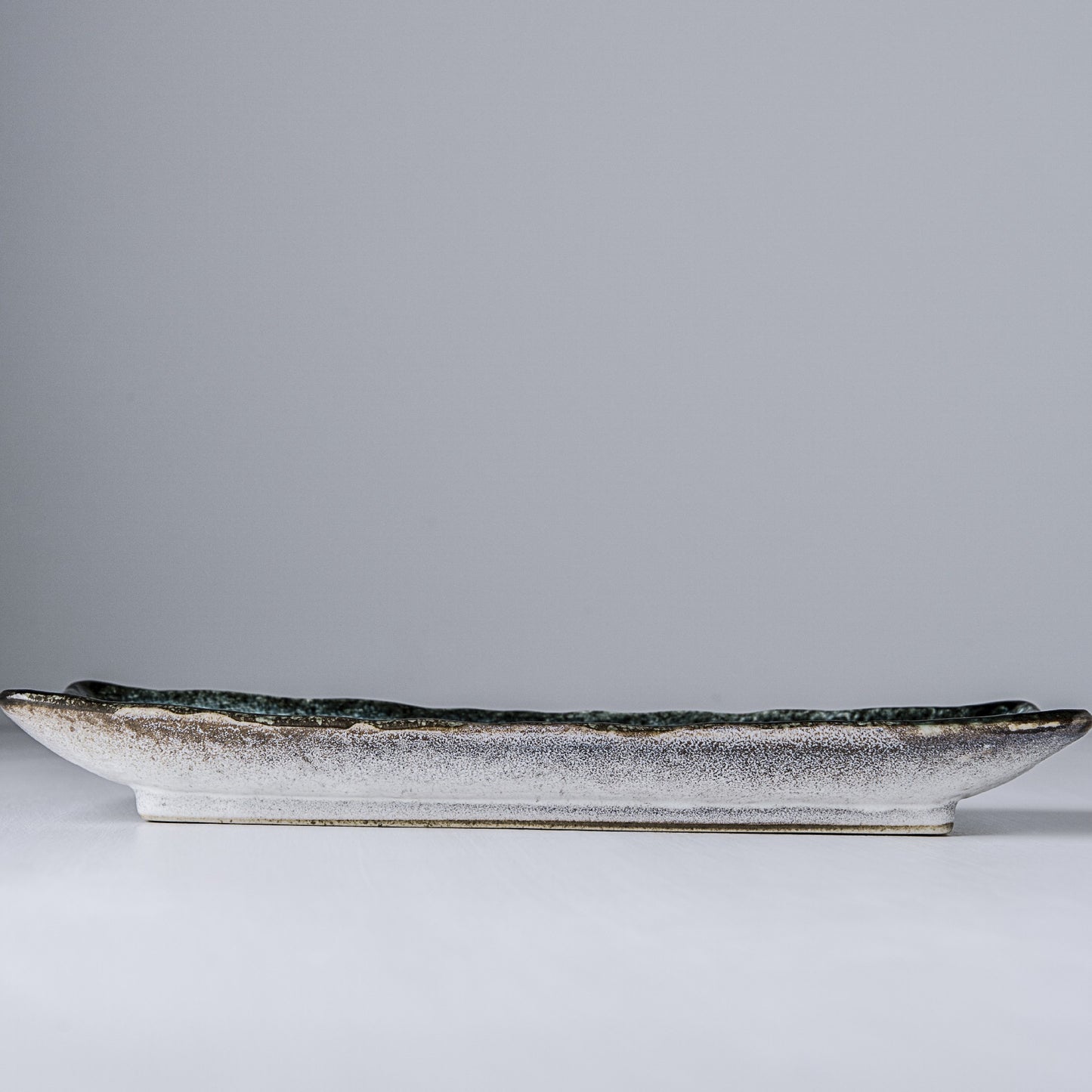 Rectangular Plate, 28.5 x 12 cm, Ceramic, Sky Blue Glaze, Irregular Rim