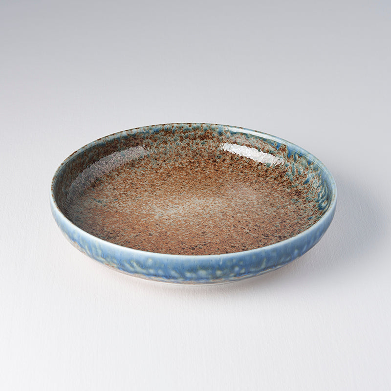 High Rim Plate, 19.5 cm, Ceramic, Earth & Sky Glaze, Rustic Brown and Blue Tones