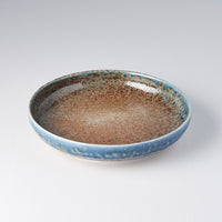 High Rim Plate, 19.5 cm, Ceramic, Earth & Sky Glaze, Rustic Brown and Blue Tones