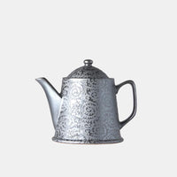 Teapot with Strainer 400ml Black Scroll Glaze