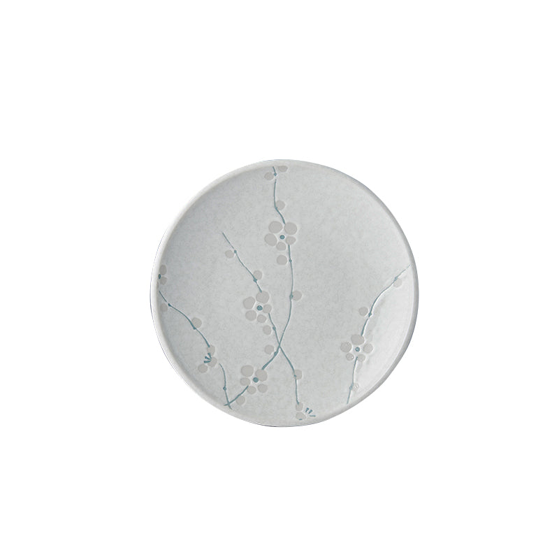 Side Plate, 19.5 cm Diameter, Ceramic, White Blossom Glaze, Smooth Rim