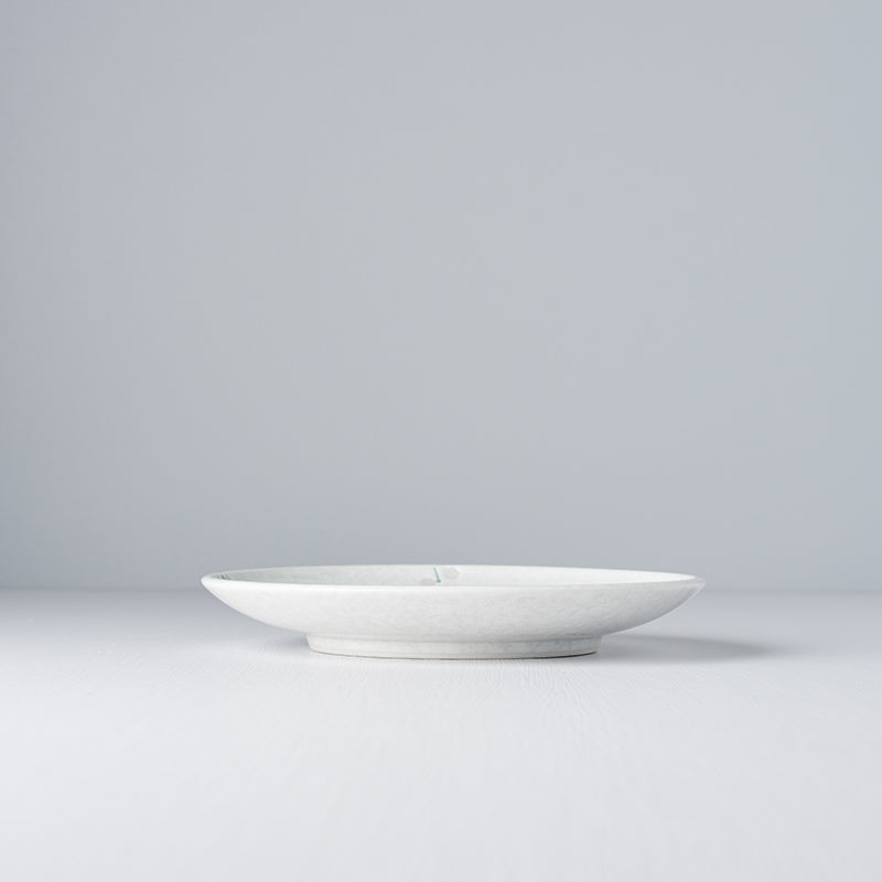 Side Plate, 19.5 cm Diameter, Ceramic, White Blossom Glaze, Smooth Rim