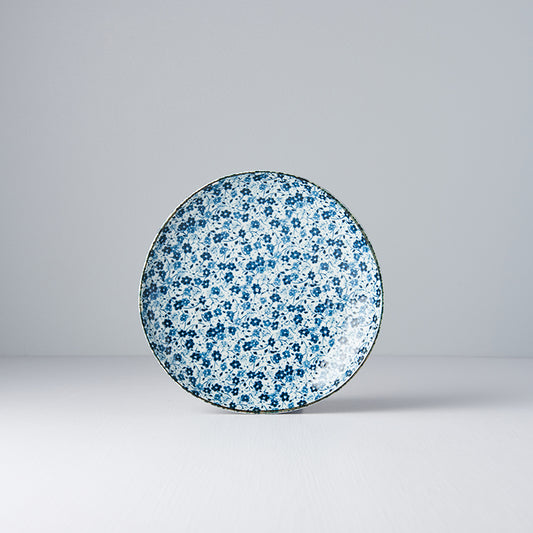 Side Plate Organic 19cm Blue Daisy Design - Made In Japan | Japanese Tableware