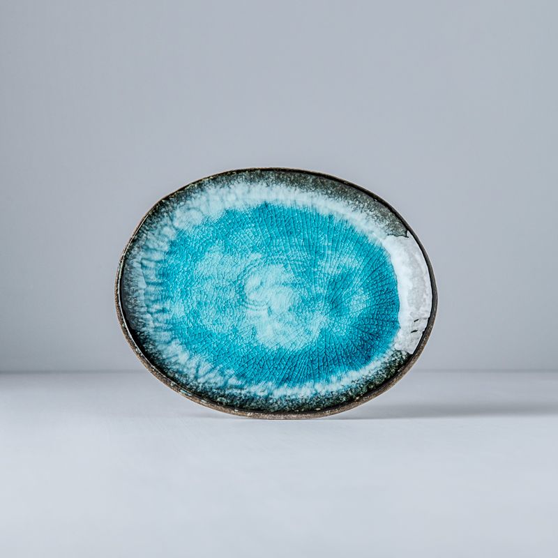 Sky Blue Oval Plate, 18 x 15 cm Handmade Ceramic