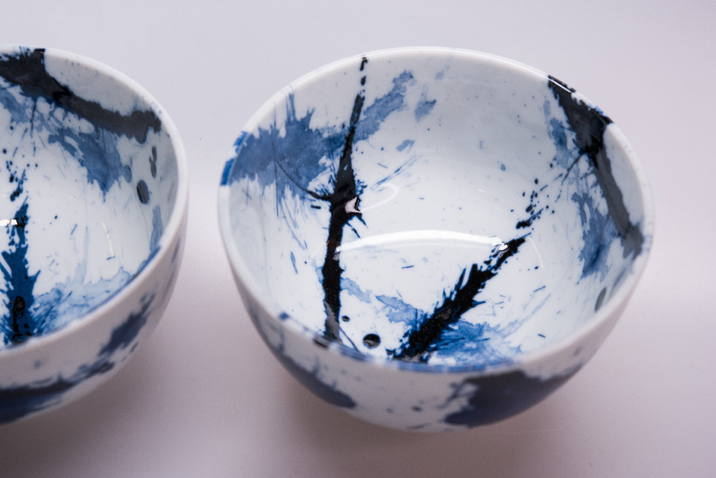 Bowl Set Blue & White Splash 2 x 350 ml with Chopsticks